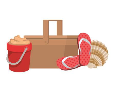 straw picnic basket on white background vector illustration designのイラスト素材
