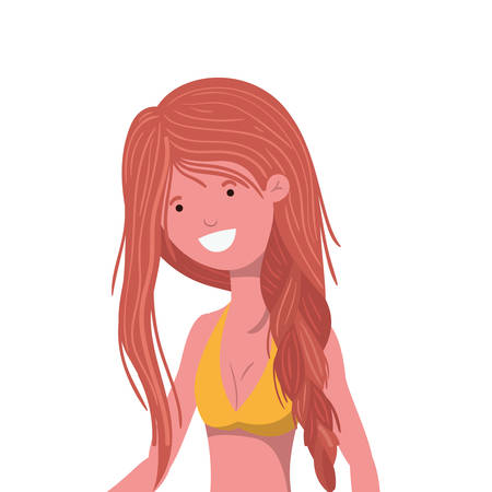 young woman with swimsuit on white background vector illustration designのイラスト素材