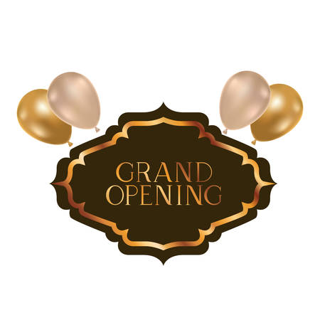 frame and helium balloons with label grand opening vector illustration designのイラスト素材