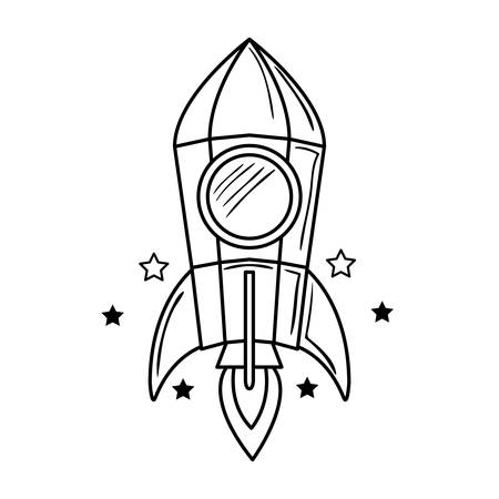 rocket flying with white background vector illustration designのイラスト素材