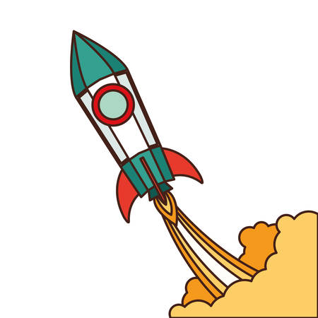 rocket taking off in white background vector illustration designのイラスト素材