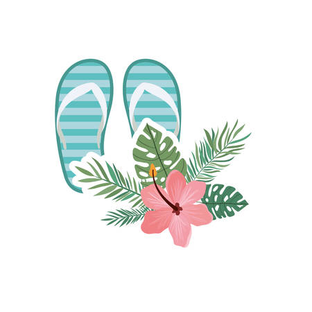 striped beach sandals on white background vector illustration designのイラスト素材