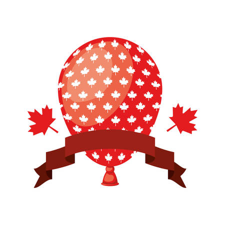 Maple leaf balloon and canada design, Culture national country travel and tourism theme Vector illustrationのイラスト素材