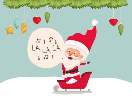 happy santa claus in carriage vector illustration designのイラスト素材