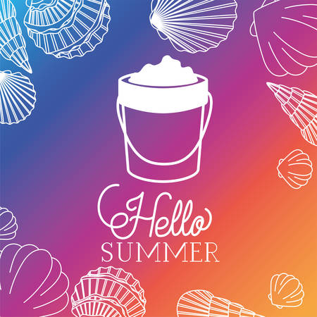 Hello summer and vacation design, Beach tropical relaxation outdoor nature tourism island and season theme Vector illustrationのイラスト素材
