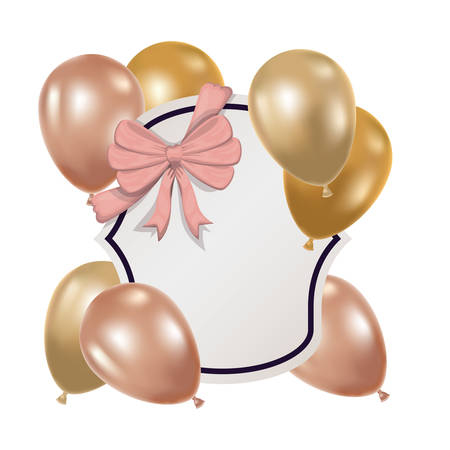 frame with helium balloons on white background vector illustration designのイラスト素材