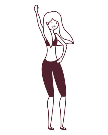 silhouette of woman with swimsuit on white background vector illustration designのイラスト素材