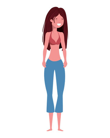 young woman with swimsuit on white background vector illustration designのイラスト素材