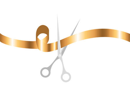 scissors with ribbon on white background vector illustration designのイラスト素材
