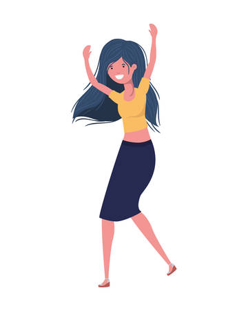 dancing woman in white background vector illustration designのイラスト素材