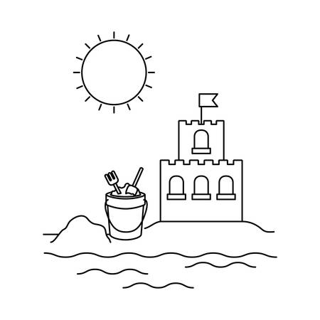 silhouette of sand castle on white background vector illustration designのイラスト素材