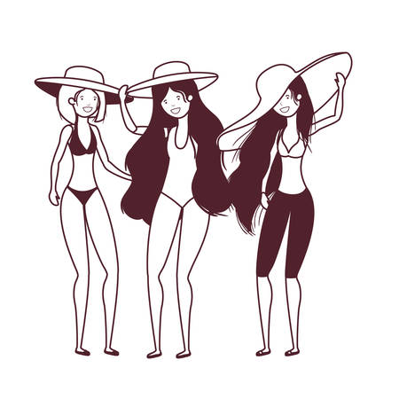 silhouette of women with swimsuit on white background vector illustration designのイラスト素材