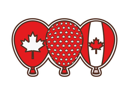 Maple leaf balloon and canada design, Culture national country travel and tourism theme Vector illustrationのイラスト素材
