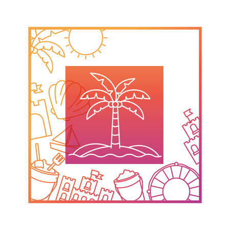 pattern of summer objects with white background vector illustration designのイラスト素材