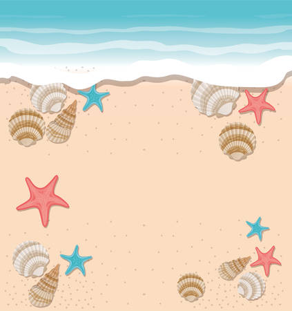 cute seashells on the sea in white background vector illustration designのイラスト素材