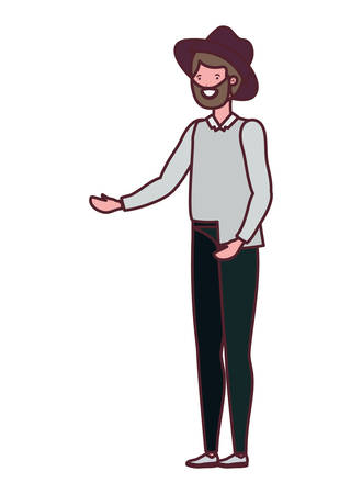 young man in white background avatar character vector illustration designのイラスト素材