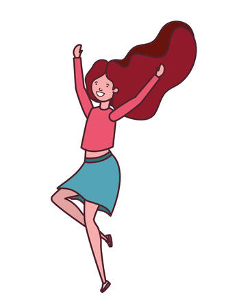 dancing woman in white background vector illustration designのイラスト素材