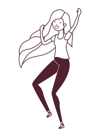 silhouette of dancing woman in white background vector illustration designのイラスト素材