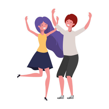 young couple dancing in white background vector illustration designのイラスト素材