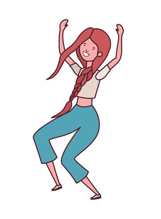 dancing woman in white background vector illustration designのイラスト素材