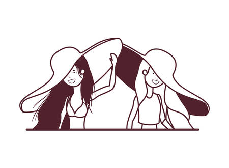 silhouette of women with swimsuit on white background vector illustration designのイラスト素材