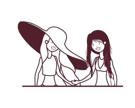 silhouette of women with swimsuit on white background vector illustration designのイラスト素材