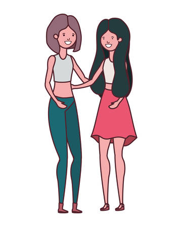young women in white background avatar character vector illustration designのイラスト素材