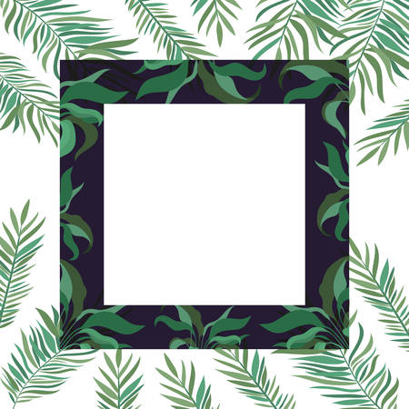 frame with branch and leaf of summer vector illustration designのイラスト素材