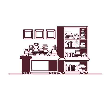 shelving with books in white background vector illustration designのイラスト素材