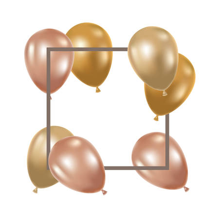 frame with helium balloons on white background vector illustration designのイラスト素材