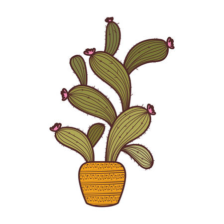 cactus with potted isolated icon vector illustration designのイラスト素材