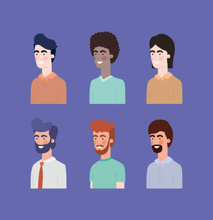 group of men interracial characters vector illustration designのイラスト素材