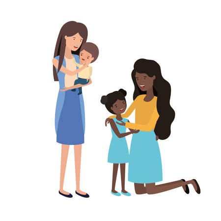 women with children avatar character vector illustration designのイラスト素材