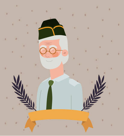 veteran military celebration card with leafs vector illustration designのイラスト素材