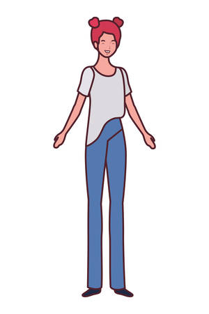 young woman standing on white background vector illustration designのイラスト素材