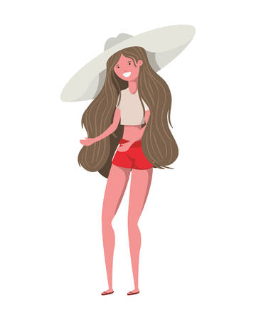 young woman with swimsuit on white background vector illustration designのイラスト素材