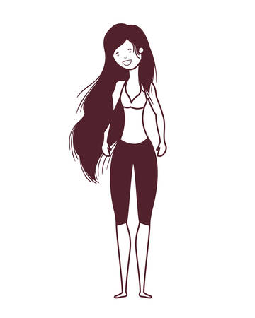 silhouette of woman with swimsuit on white background vector illustration designのイラスト素材
