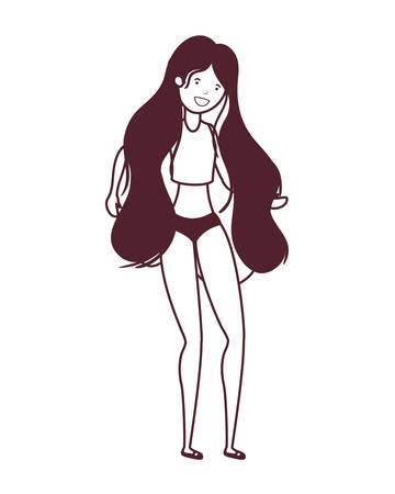 silhouette of woman with swimsuit on white background vector illustration designのイラスト素材