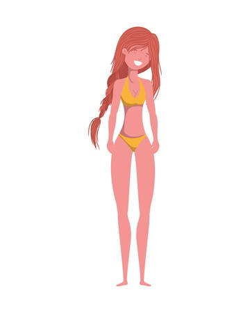 young woman with swimsuit on white background vector illustration designのイラスト素材
