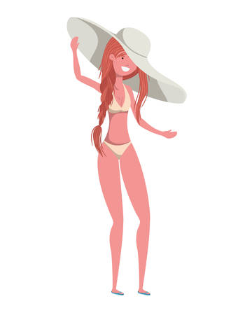 young woman with swimsuit on white background vector illustration designのイラスト素材