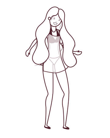 silhouette of woman with swimsuit on white background vector illustration designのイラスト素材