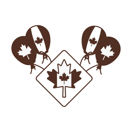 Maple leaf balloon and canada design, Culture national country travel and tourism theme Vector illustrationのイラスト素材