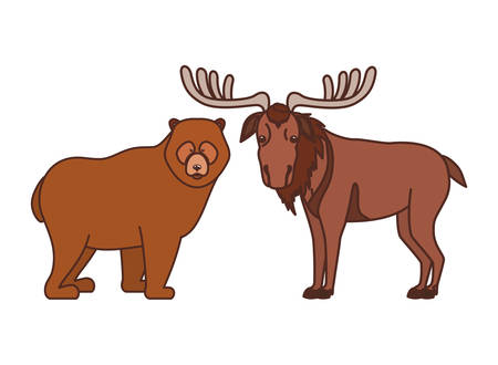 Moose and bear animal design, forest canada life nature and fauna theme Vector illustrationのイラスト素材