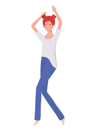 young woman with sleeping pose character vector illustration designのイラスト素材