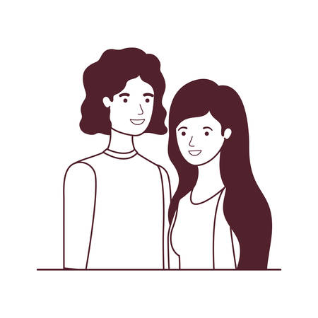 silhouette of couple in white background character vector illustration designのイラスト素材