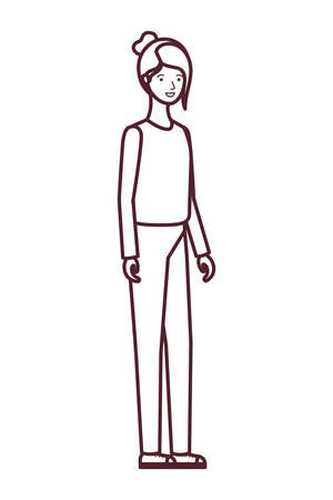 silhouette of woman in white background avatar character vector illustration designのイラスト素材