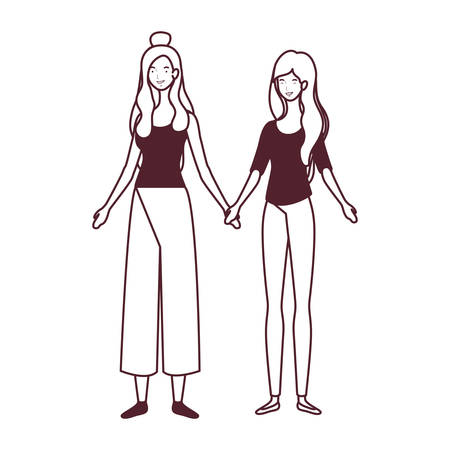 silhouette of women standing on white background vector illustration designのイラスト素材