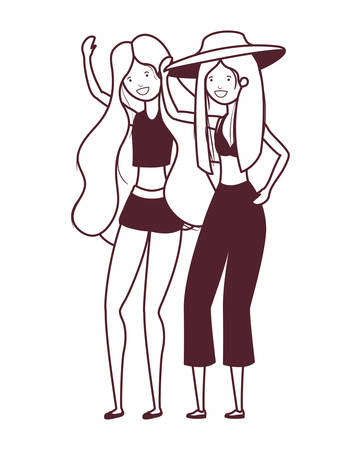 silhouette of women with swimsuit on white background vector illustration designのイラスト素材