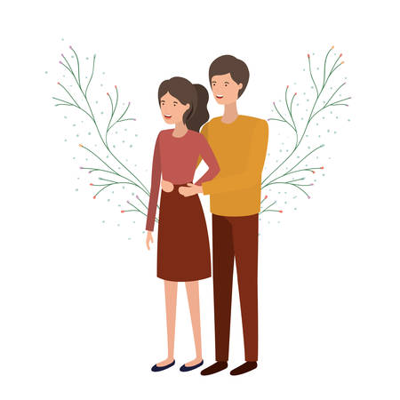 young couple avatar character vector illustration designのイラスト素材