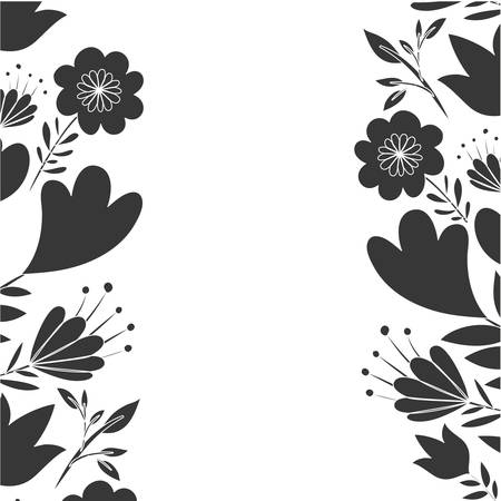 frame with flowers and leafs icon vector illustration designのイラスト素材